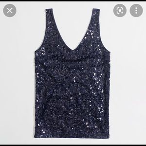 Navy sequin j crew top